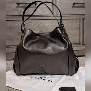 Coach Edie Shoulder Bag 28 Metallic Pebble Leather